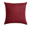 A square, deep burgundy velvet decorative pillow cover.