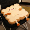 A plush, light yellow cartoon toast shaped seat cushion for back and fatigue relief.