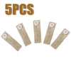 Five beige elastic waist extender belts with white buttons shown individually.