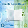White memory foam pillow with a double-sided design featuring cool-touch and bamboo layers.