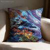 A colorful anime style monster print pillow cover featuring dragons and fantasy creatures.