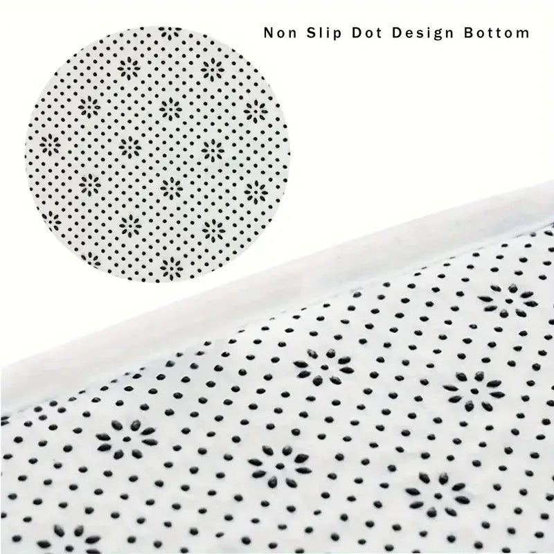 Close-up view of a white non-slip dot design bottom mat for home and car use