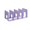 A purple plastic storage organizer with four separate sections for organizing items.