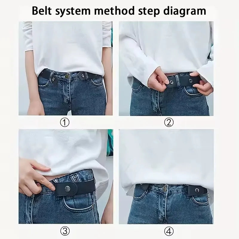 Step-by-step diagram showing how to use a belt system for pants and jeans