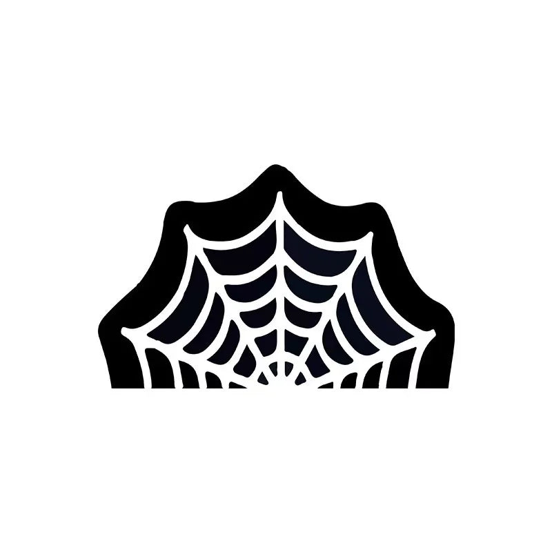A black decorative non-slip foot mat with a spiderweb pattern.