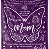 Purple butterfly print throw blanket with loving messages and floral designs