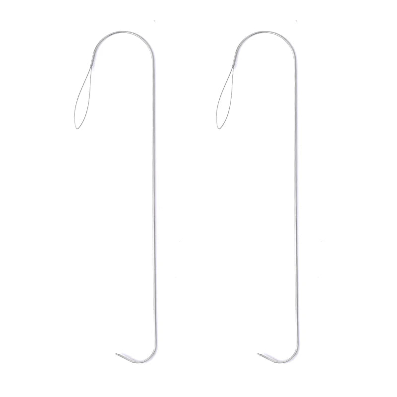 A pair of precision beading needles used for DIY jewelry making.