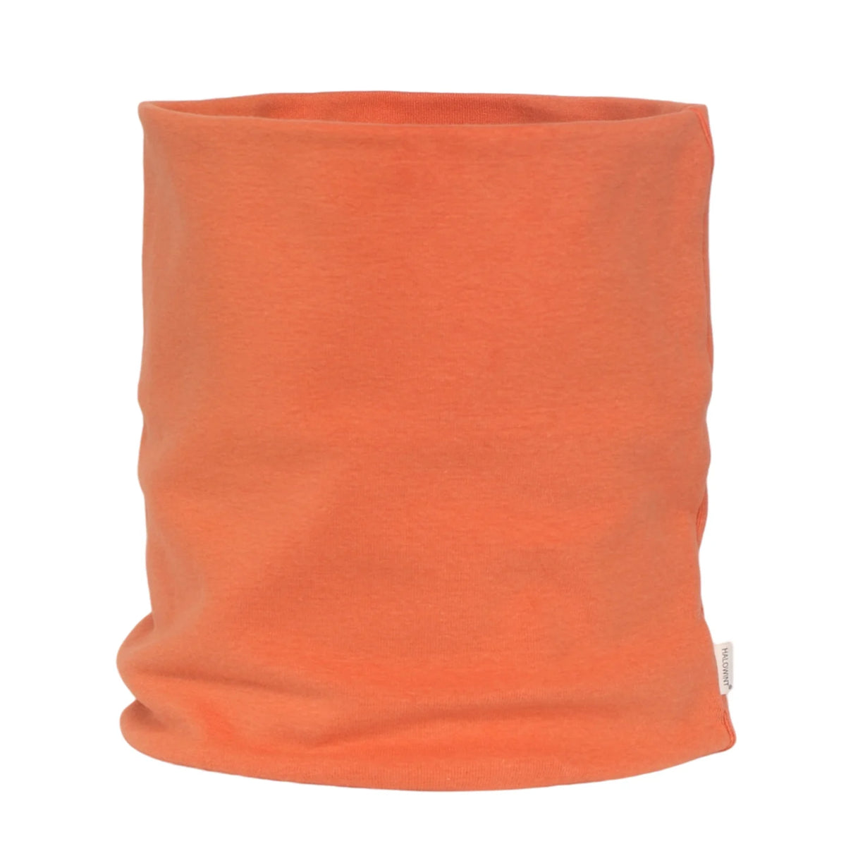 A rolled orange soft cotton neck scarf for winter