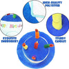 A blue birthday candle hat embroidered with 'Happy Birthday' on a blue paper plate.