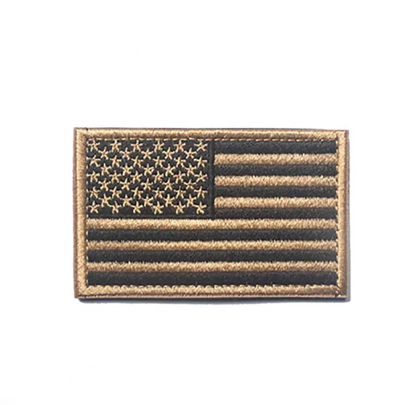 A rectangular patch depicting the American flag design with hook and loop backing.
