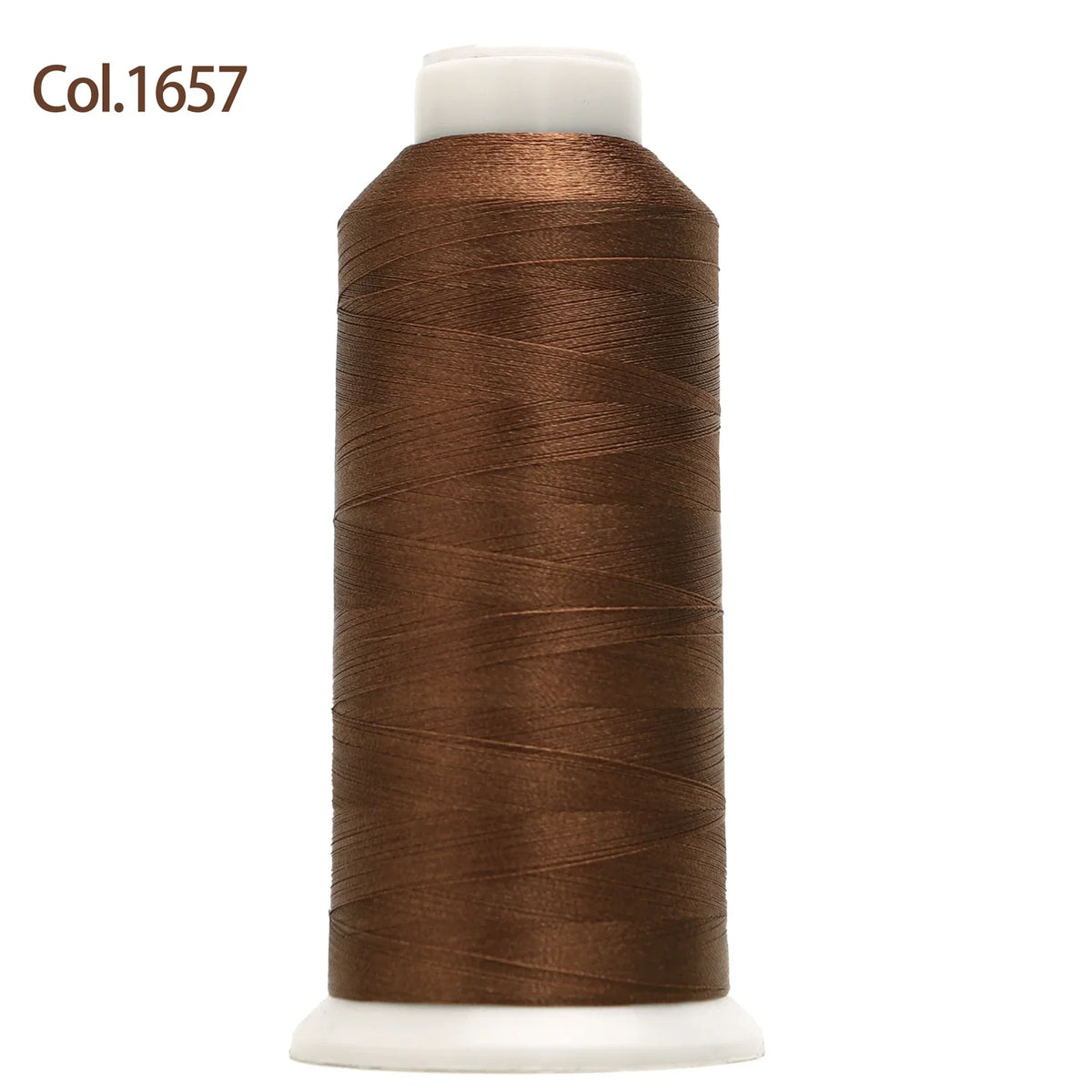 Spool of brown embroidery thread labeled Col.1657