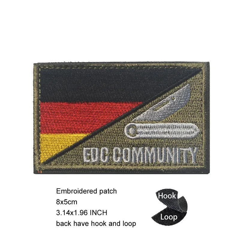 Embroidered patch featuring the German flag design with the text EDC COMMUNITY
