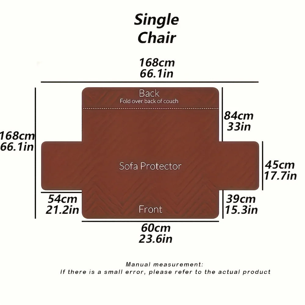 Diagram showing the dimensions of a single chair, including back, front, and depth measurements.