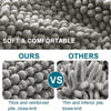 Close-knit chenille pet door mat showing a comparison between thick reinforced pile and thin loose-knit mats