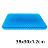 Blue honeycomb silicone seat cushion with dimensions 38x30x1.2cm
