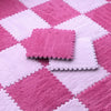 Pink and white checkered play mat tiles made of soft plush EVA foam for kids