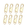 A set of ten gold-colored universal replacement zipper pullers.