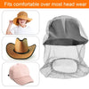 A multi-pack of adjustable mosquito protection fishing hats shown in various colors and styles.