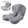 Gray ergonomic memory foam car seat cushion shown in a close-up view.