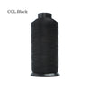 Black spool of heavy duty nylon sewing thread