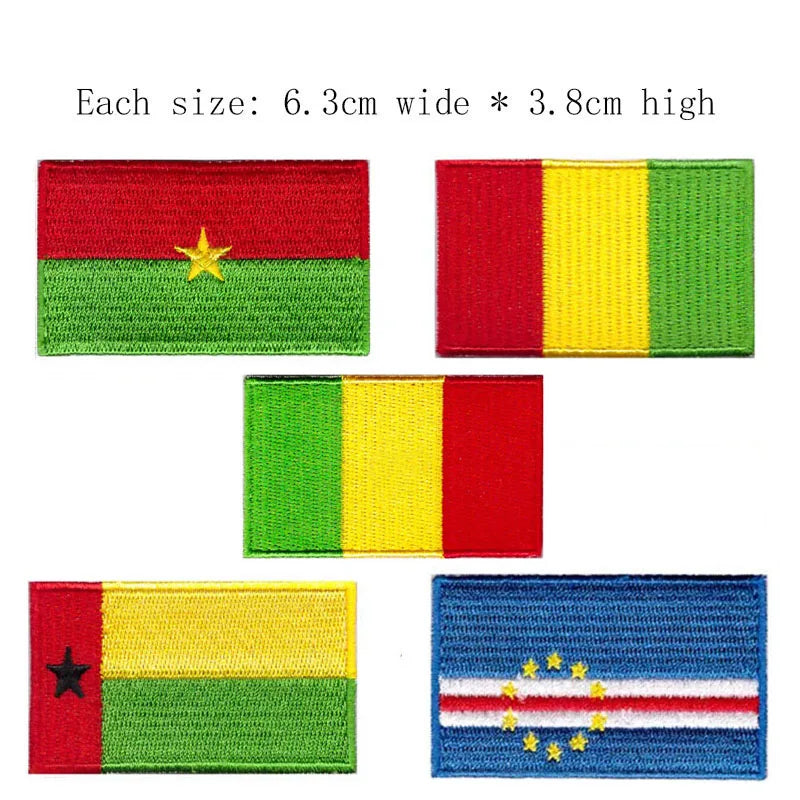 Embroidery patches of the Dominican Republic flag in various sizes and colors