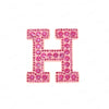 Pink rhinestone letter H patch for DIY craft project