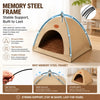 A beige memory steel frame teepee pet bed for cats and dogs shown in an angled view.