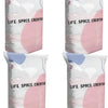 Two white vacuum storage bags with pink accents for comforters and bedding