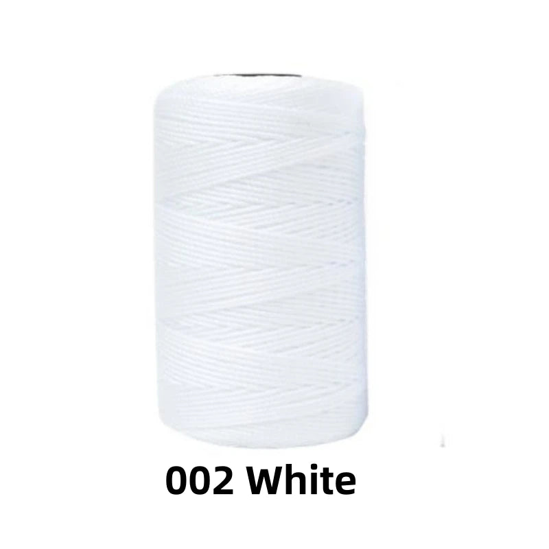 A spool of white 1.5mm ice silk crochet yarn for crafting thread.