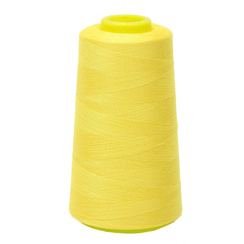 A bright yellow spool of premium sewing thread.