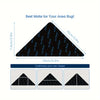 A triangular rug gripper with dimensions 7.4cm/2.9in and 14cm/5.5in for customizing area rugs.