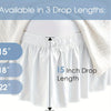 White breathable elastic bed skirt available in 15, 18, and 22 inch drop lengths.
