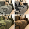 A collection of textured sofa covers featuring black and white herringbone patterns in various shades of gray, olive green, a