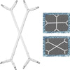 Two adjustable crisscross bed sheet clips, one silver and one blue, for secure holding.
