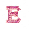 Pink rhinestone letter E patch for DIY craft project