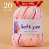 A ball of 20 soft yarn strands in pink and orange colors for handmade knitting thread