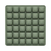 A square, olive green seat cushion with multiple individual pockets for support.