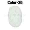 A ball of white or light mint green soft velvet chenille yarn for crafting.