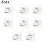 Eight self-adhesive curtain rod clips designed for mounting on windows and walls.