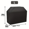 A black heavy-duty BBQ grill cover shown with dimensions of 46 inches high and 67 inches long.