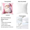 Front and back views of a white decorative pillow cover featuring a Santa beard print
