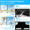 Instructions for easy to install and remove blackout window shades, showing measurement, cutting, and pasting.