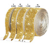 Rolls of self-adhesive crystal rhinestone ribbon in various sizes and colors for DIY crafts