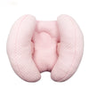 Pink quilted baby head and neck support pillow for stroller and car seat