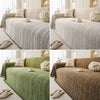 Three variations of elegant sofa covers featuring fishbone patterns in beige, olive green, and brown tones.