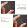 Close-up of a hand holding a needle tip and another hand demonstrating the strength of a metal needle.