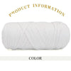 A white ball of thick polyester blended yarn used for crafting.