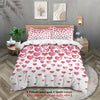 Pink heart patterned duvet cover and pillowcases with a quilt cover set