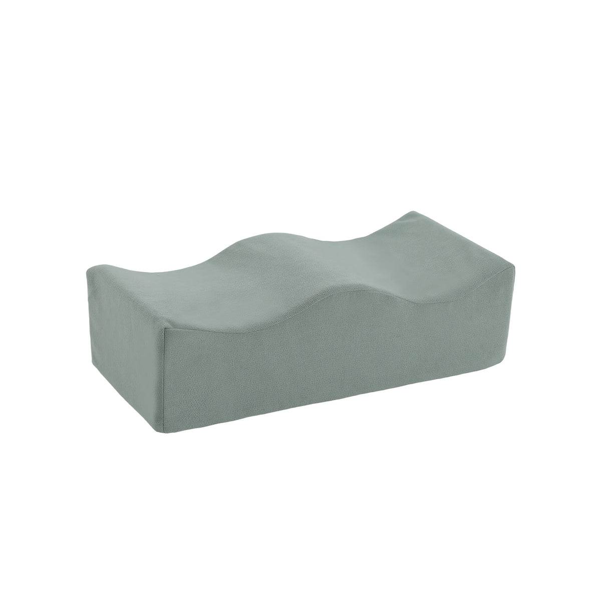 A light gray ergonomic memory foam leg support pillow.