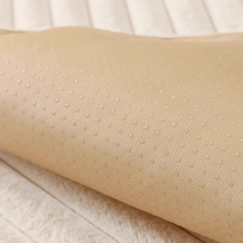 Tan plush anti-slip sofa seat cushion cover with a dotted texture